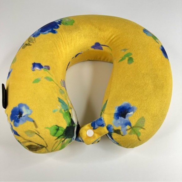 Badgley Mischka | Floral Yellow Travel Neck Pillow w/ Washable Cover - Picture 6 of 6